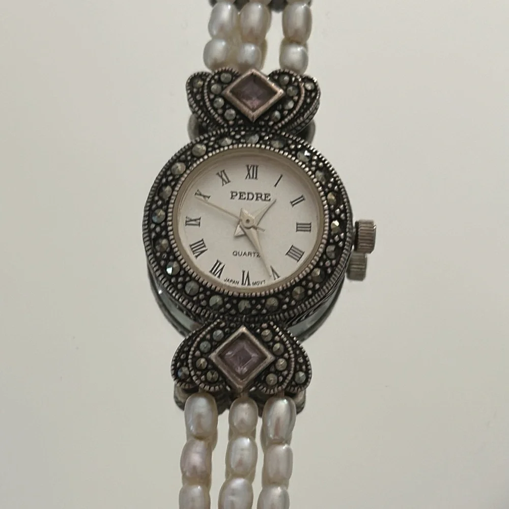 PEDRE 925 silver and real pearls watch​​​